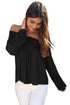 Sexy Black Crochet Lace Long Sleeve Off Shoulder Top